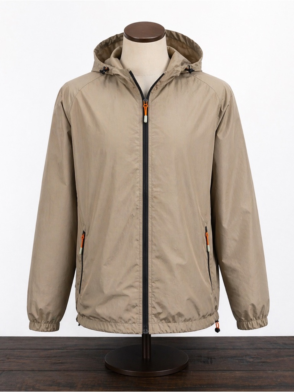 NWT Ozark Trail Windbreaker Jacket L Taupe Hooded Lightweight - Picture 2 of 14